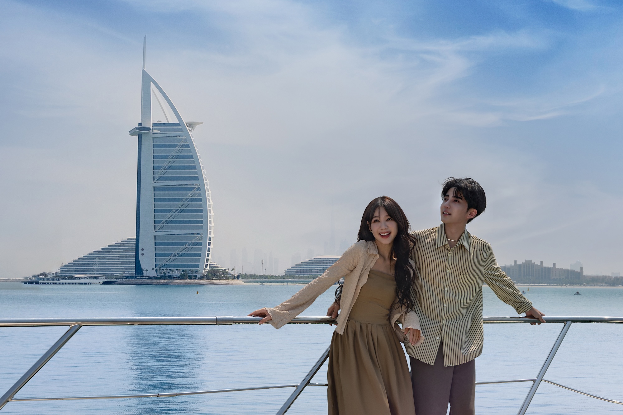 couple with Burj Al Arab view